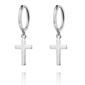 Pendientes en plata de ley Aro y Cruz