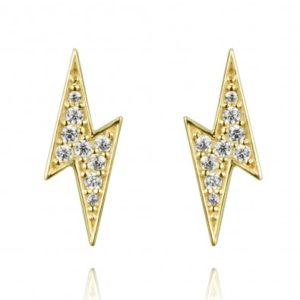 Pendientes en plata de ley Rayo Circonitas Gold