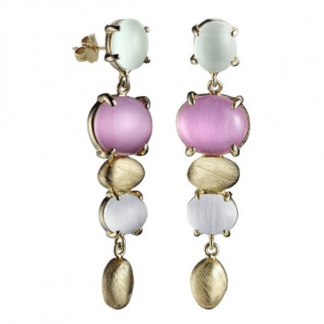 Pendientes pepita cateye de plata