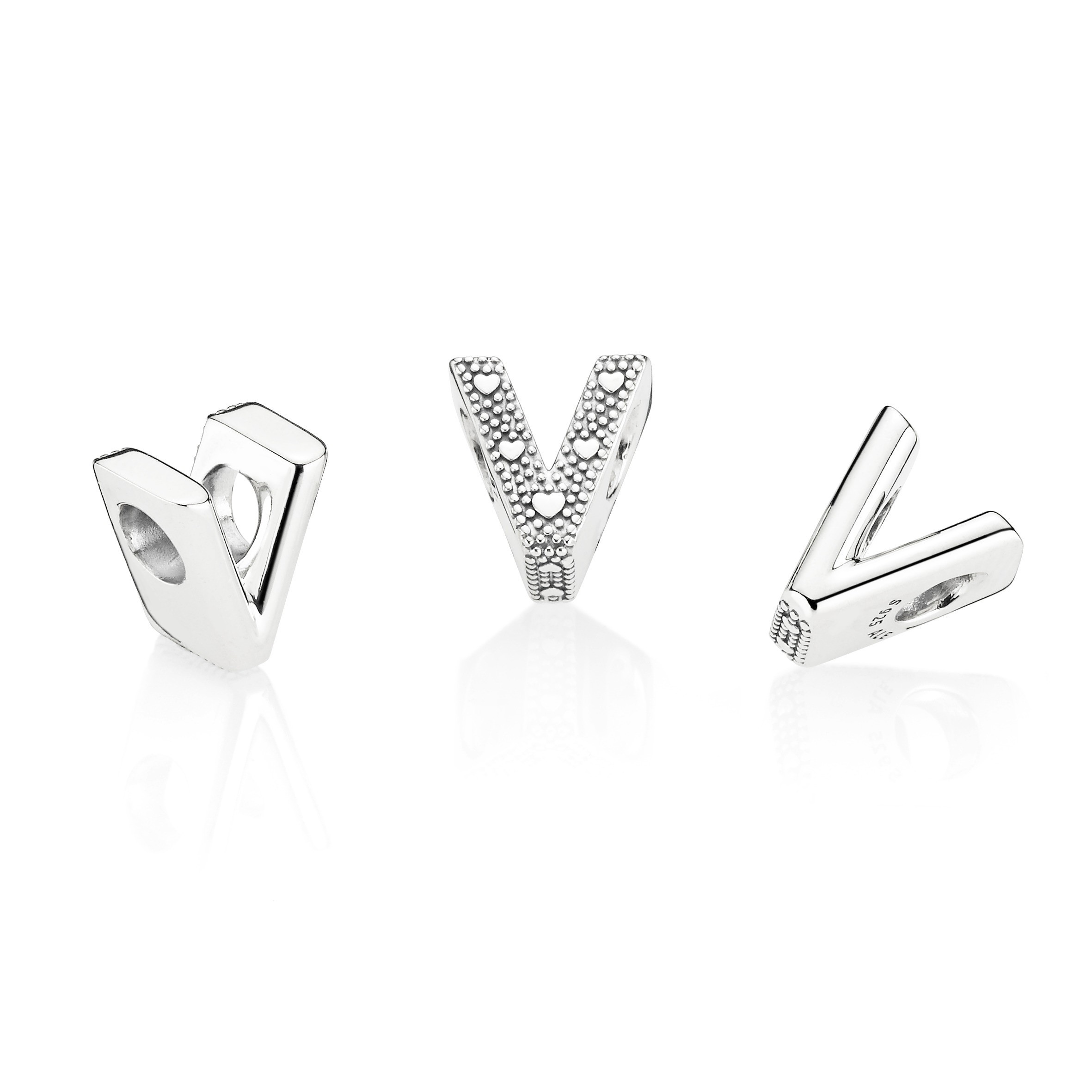 Charm en plata de ley Letra V 797476 - Imagen 2