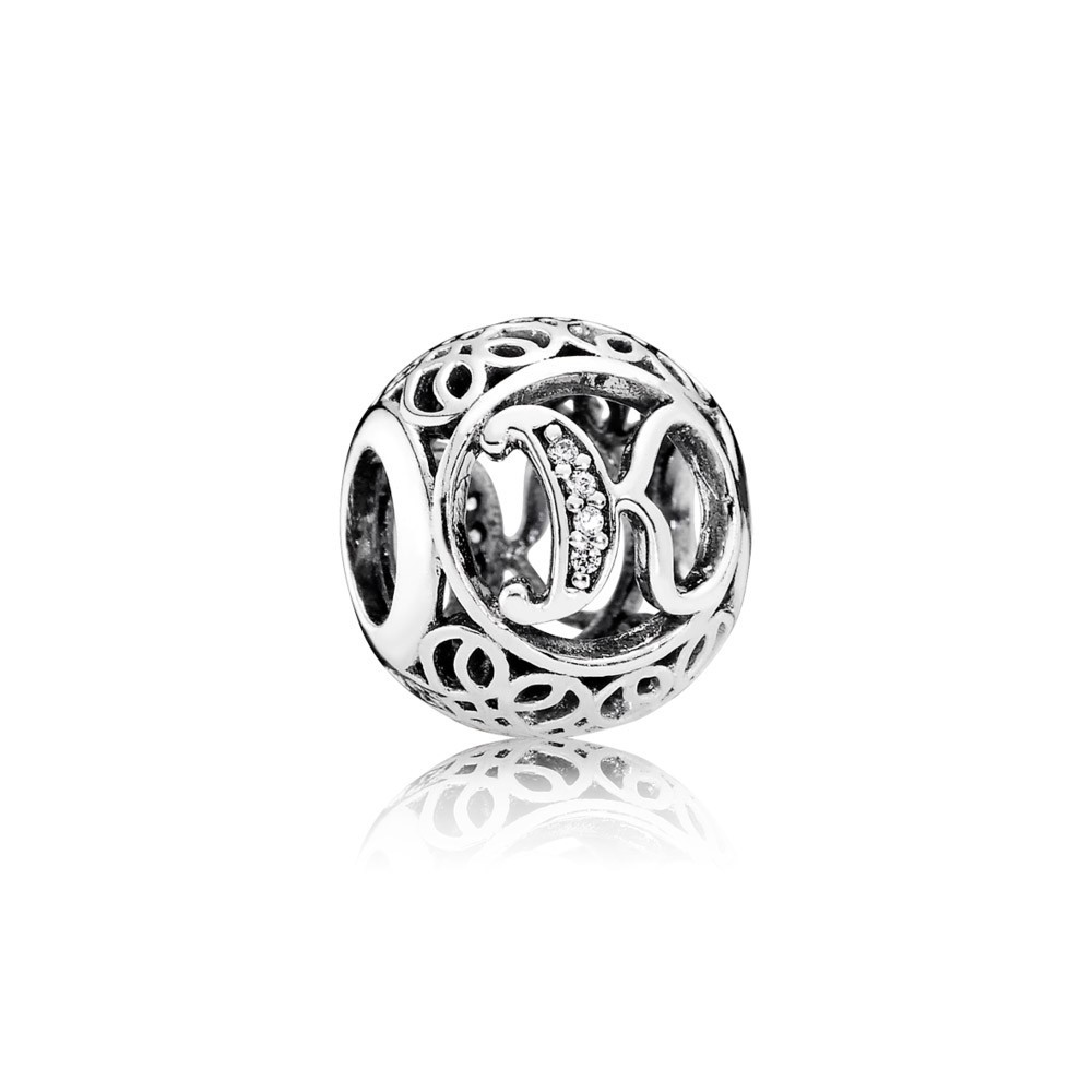 Letra K Pandora Vintage plata y circonita