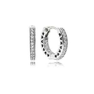 Pendientes de aro en plata de ley Corazones de PANDORA pequeños