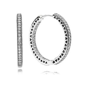 Pendientes de aro en plata de ley Corazones de PANDORA grandes 296319CZ