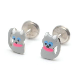 Pendientes gatitos grises