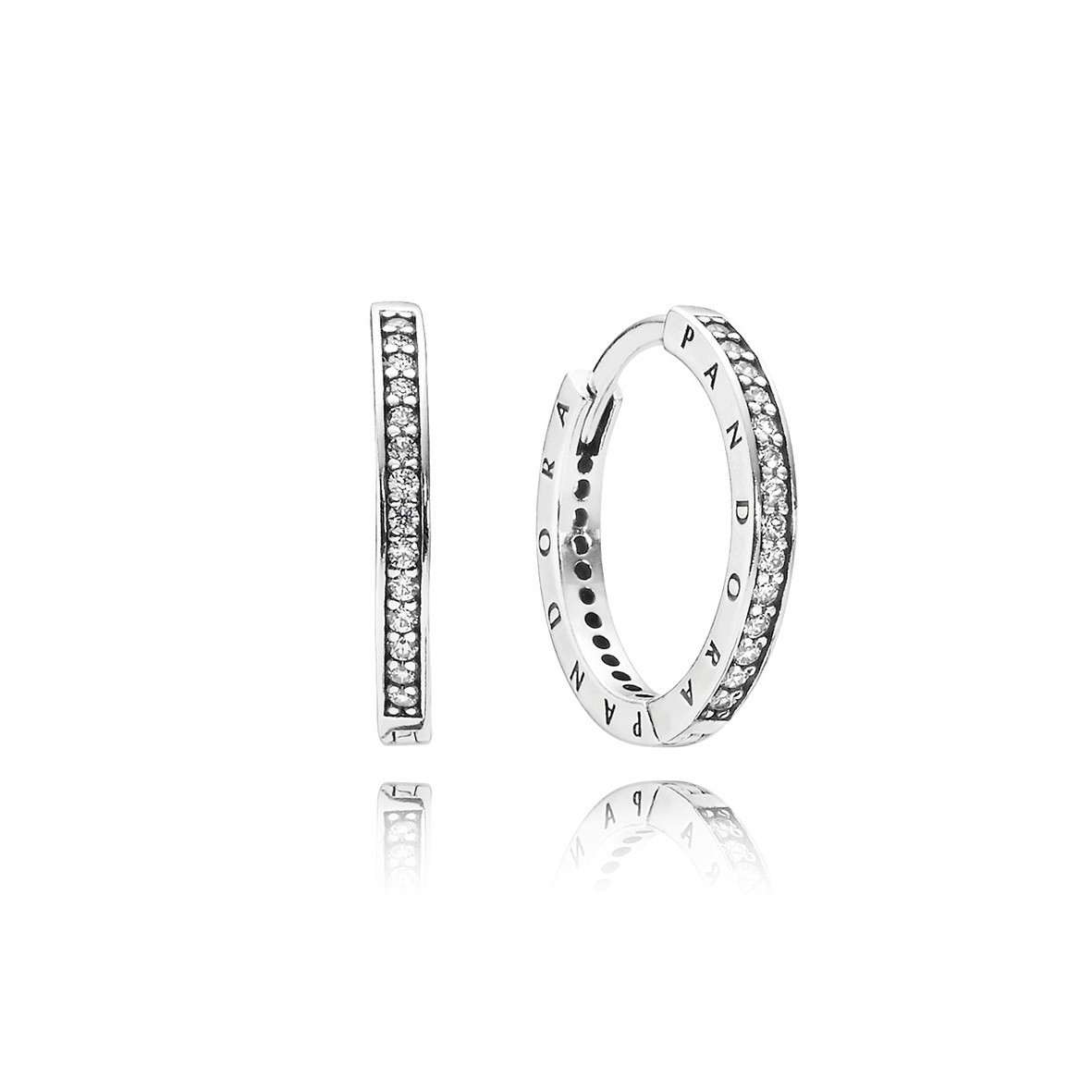 Pendientes aro en plata de ley logo Pandora 290558CZ