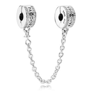 Cadena de seguridad en plata de ley logo Pandora