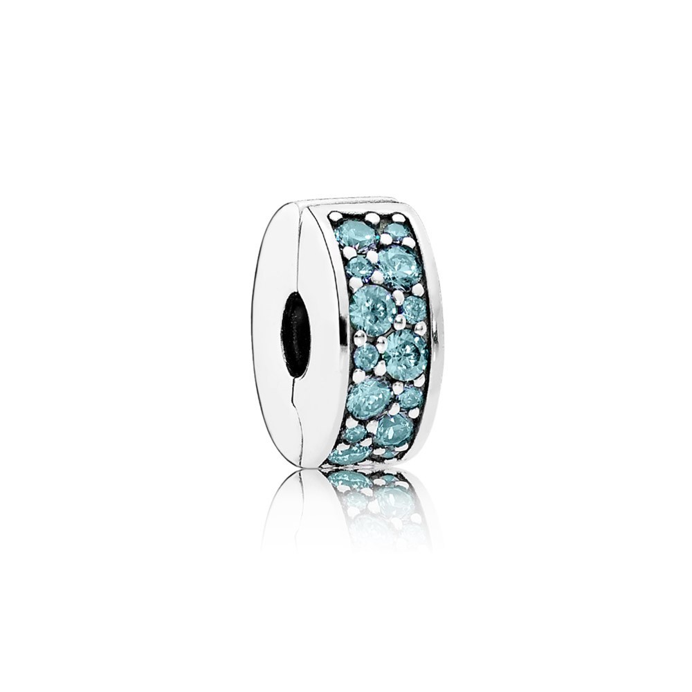 Clip en plata de ley Elegancia brillante turquesa 791817MCZ