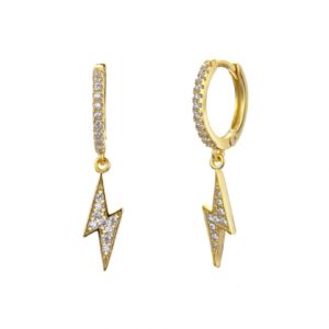Pendientes en plata de ley Aro y Rayo circonitas Gold