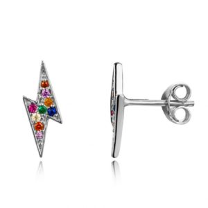 Pendientes en plata de ley Rayo Multicolor