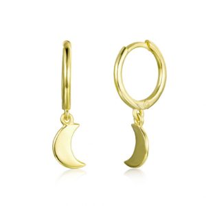Pendientes en plata de ley Aro y Luna Dorado