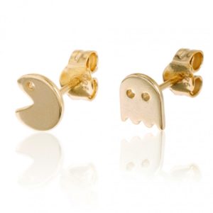 Pendientes en plata de ley Pacman Gold