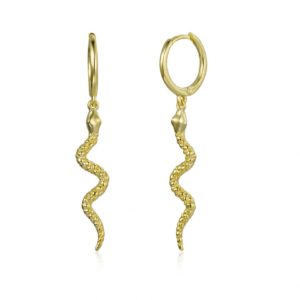Pendientes en plata de ley Aro y Serpiente dorado