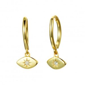 Pendientes en plata de ley Aro Ojo Dorado