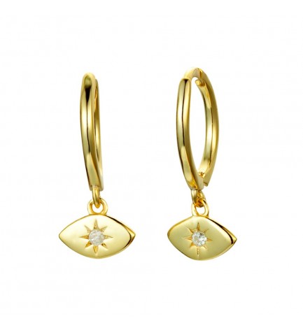Pendientes en plata de ley Aro Ojo Dorado