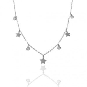 Collar en plata de ley Estrellas y Circonitas