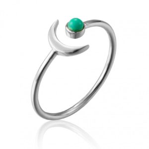 Anillo en plata de ley Luna y Turquesa