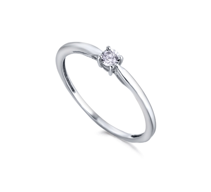 Solitario Oro Blanco y Diamante GA055OB
