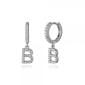 Pendientes en plata de Ley Letra B