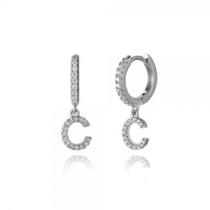 Pendientes en plata de Ley Letra C