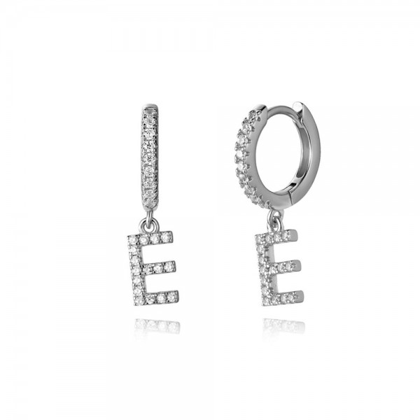 Pendientes en plata de Ley Letra E