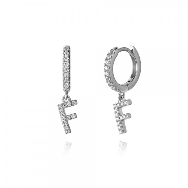 Pendientes en plata de Ley Letra F