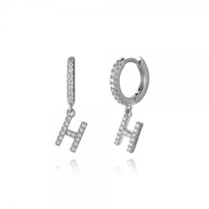 Pendientes en plata de Ley Letra H