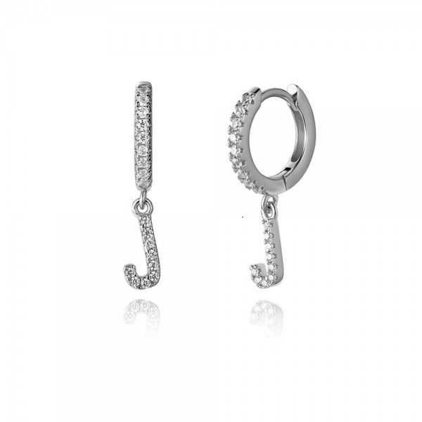 Pendientes en plata de Ley Letra J