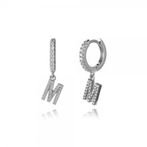 Pendientes en plata de Ley Letra M