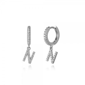 Pendientes en plata de Ley Letra N