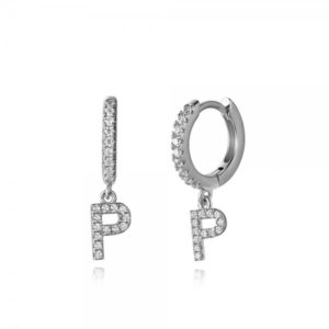 Pendientes en plata de Ley Letra P