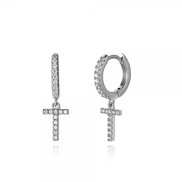 Pendientes en plata de Ley Letra T