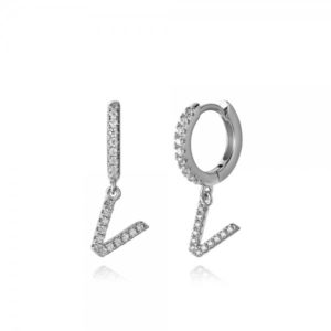 Pendientes en plata de Ley Letra V