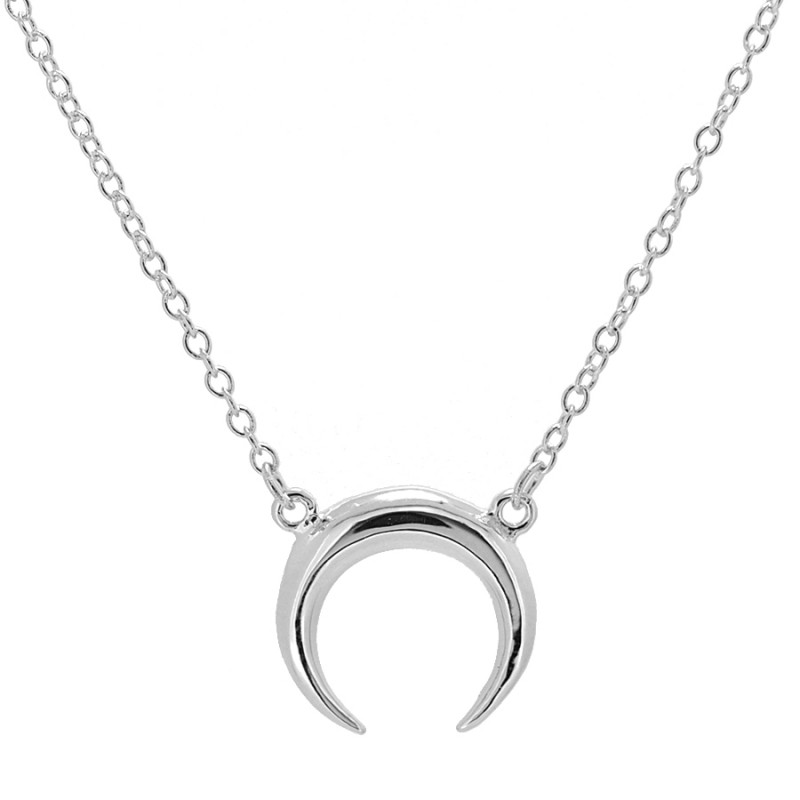 Collar en plata de ley luna invertida