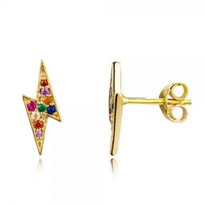 Pendientes en plata de ley Rayo Gold Multicolor