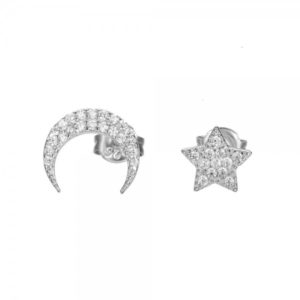Pendientes en plata de ley Luna y Estrella