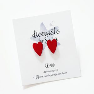 Pendientes Corazón Mini Rojo Glitter