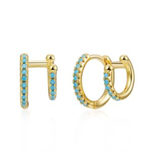 Pendientes En plata de ley Fiji Turquesa Gold