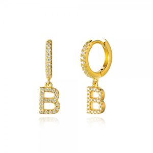Pendientes en plata de Ley Letra B Gold