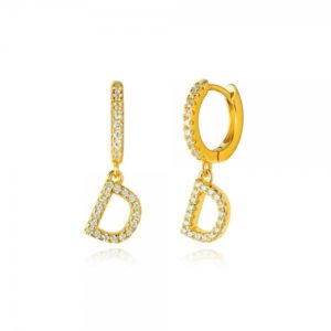 Pendientes en plata de Ley Letra D Gold