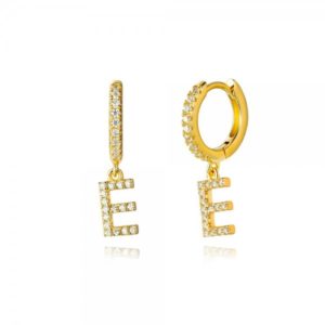 Pendientes en plata de Ley Letra E Gold
