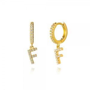 Pendientes en plata de Ley Letra F Gold