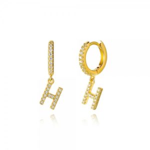 Pendientes en plata de Ley Letra H Gold