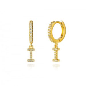 Pendientes en plata de Ley Letra I Gold