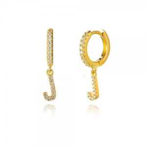Pendientes en plata de Ley Letra J Gold