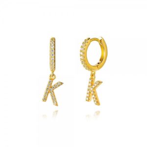 Pendientes en plata de Ley Letra K Gold