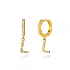 Pendientes en plata de Ley Letra L Gold