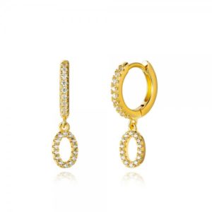 Pendientes en plata de Ley Letra O Gold