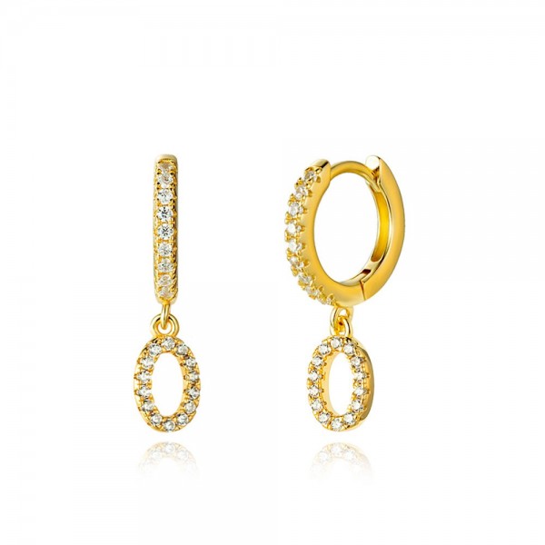 Pendientes en plata de Ley Letra O Gold