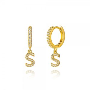Pendientes en plata de Ley Letra S Gold