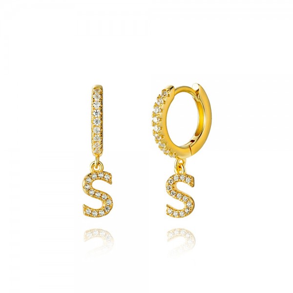 Pendientes en plata de Ley Letra S Gold